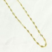 14K Solid Yellow Gold Oval Flat Link Diamond Cut Marina Link Chain